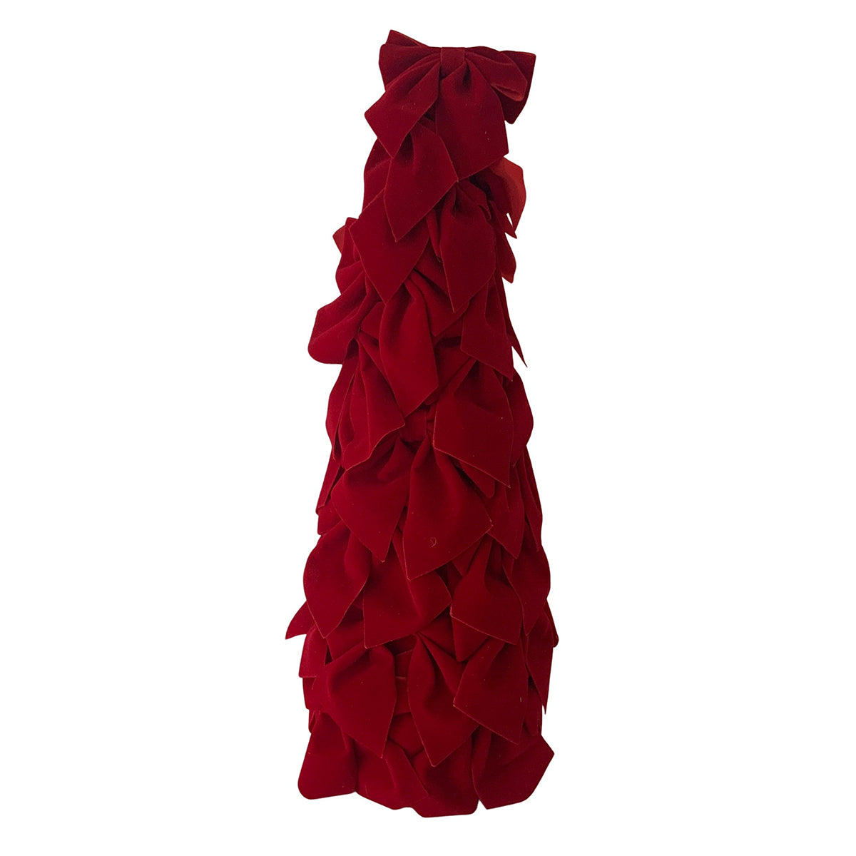 Albero di Natale a cono in velluto bordeaux a fiocchi H 51cm