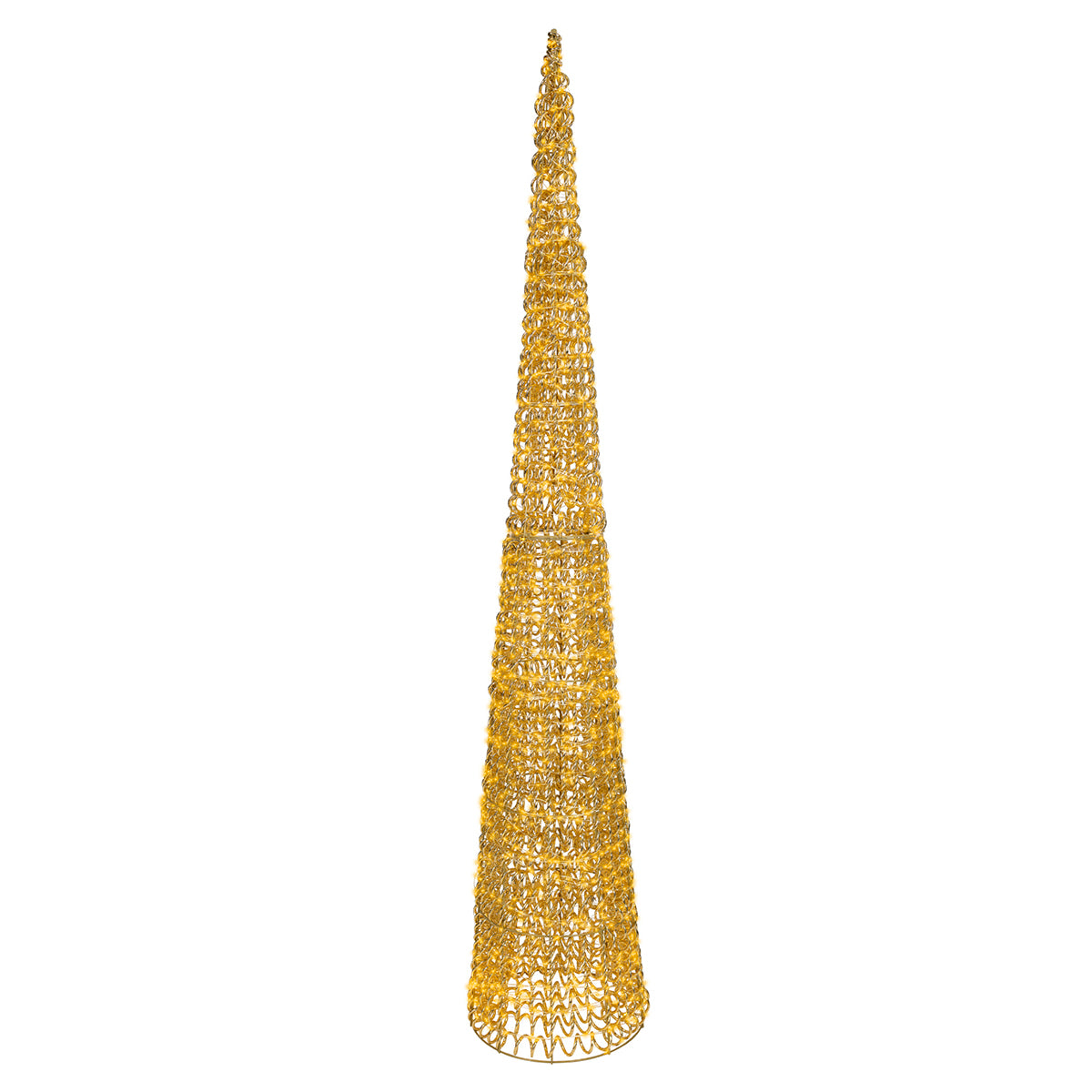 Albero di Natale a cono luminoso 180 cm oro 1800 microLED