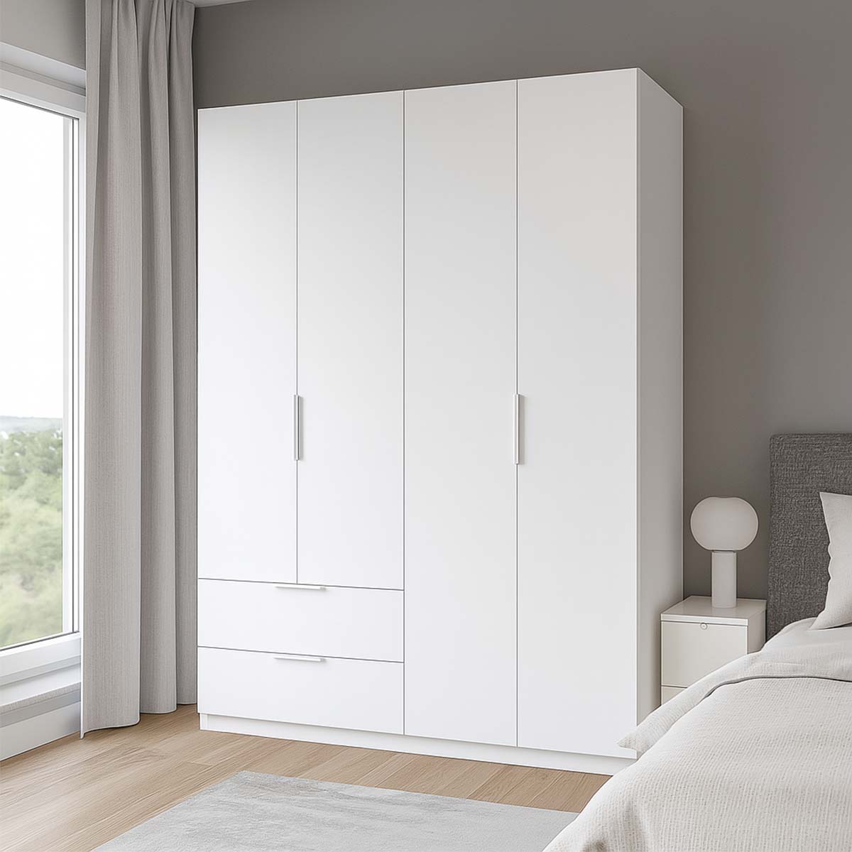 Armadio 4 ante e 2 cassetti 162x58x200 cm Composad