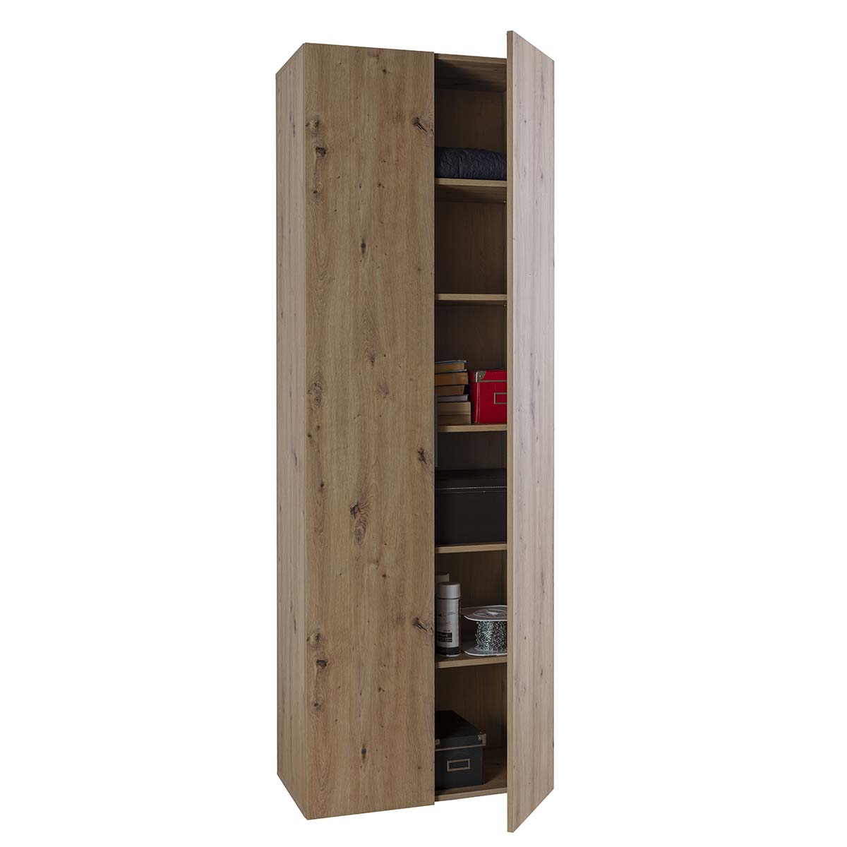 Armadio a colonna 69x198h cm rovere con 2 ante e 5 ripiani