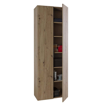 Armadio a colonna 69x198h cm rovere con 2 ante e 5 ripiani