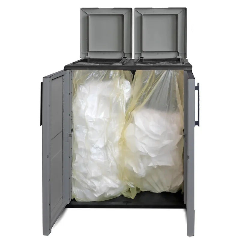 Armadio basso in plastica con ante per raccolta differenziata antracite