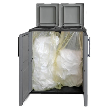Armadio basso in plastica con ante per raccolta differenziata antracite