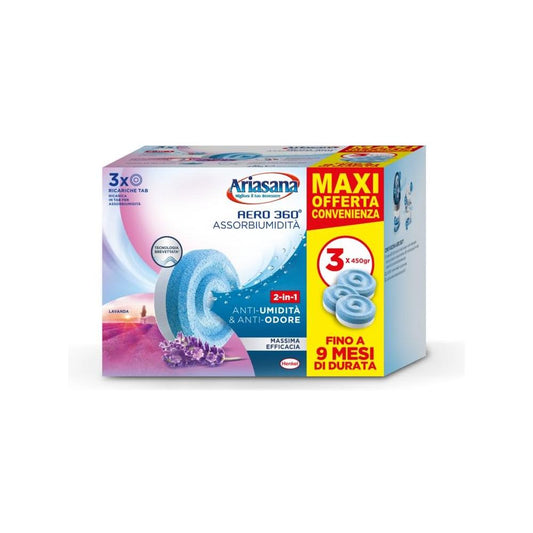 Assorbiumidità Ariasana Aero 360 tab inodore 3x450 gr kit