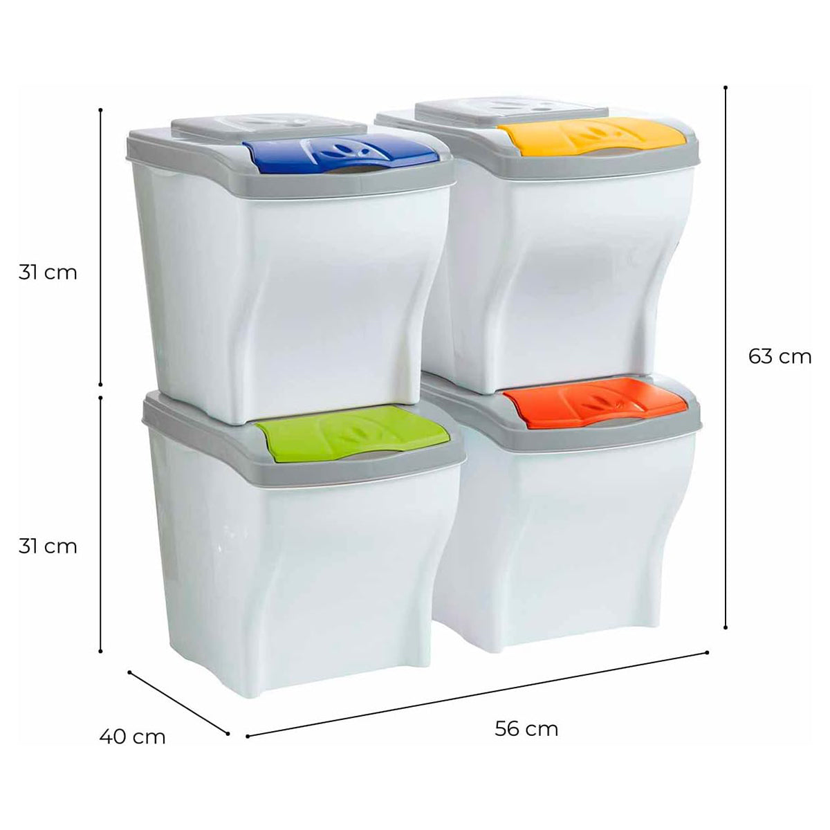 Pattumiera per raccolta differenziata Bama Poker 4 pezzi