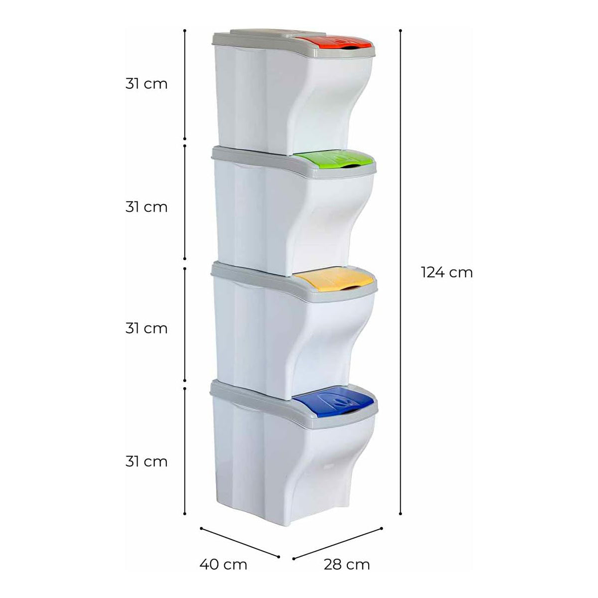 Pattumiera per raccolta differenziata Bama Poker 4 pezzi