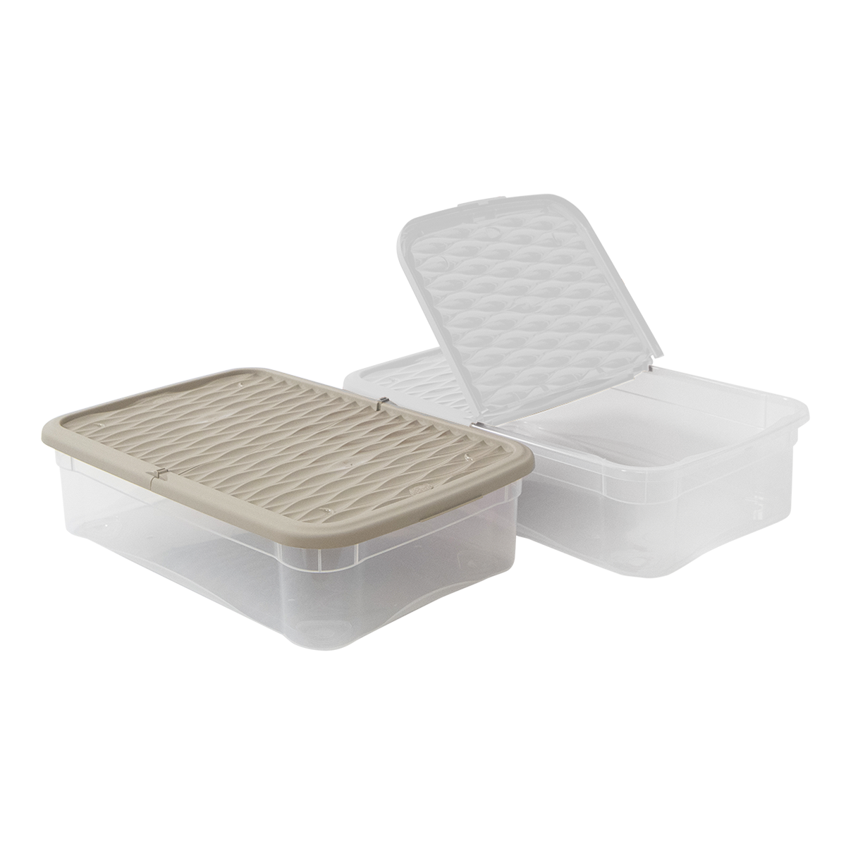 Box contenitore in plastica con coperchio bianco/tortora