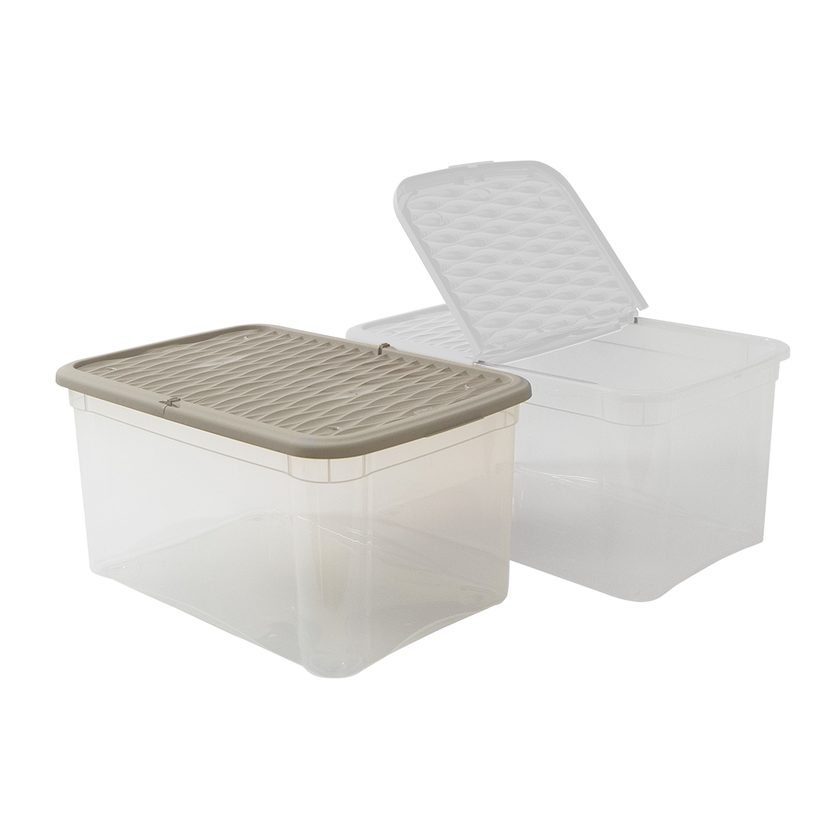 Box contenitore in plastica con coperchio bianco/tortora
