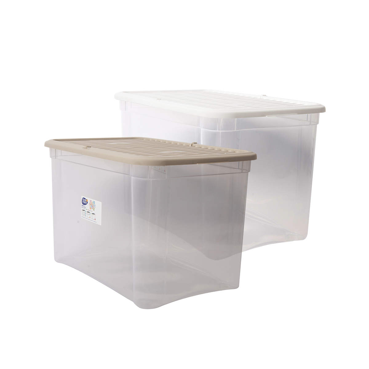 Box contenitore in plastica con coperchio bianco/tortora