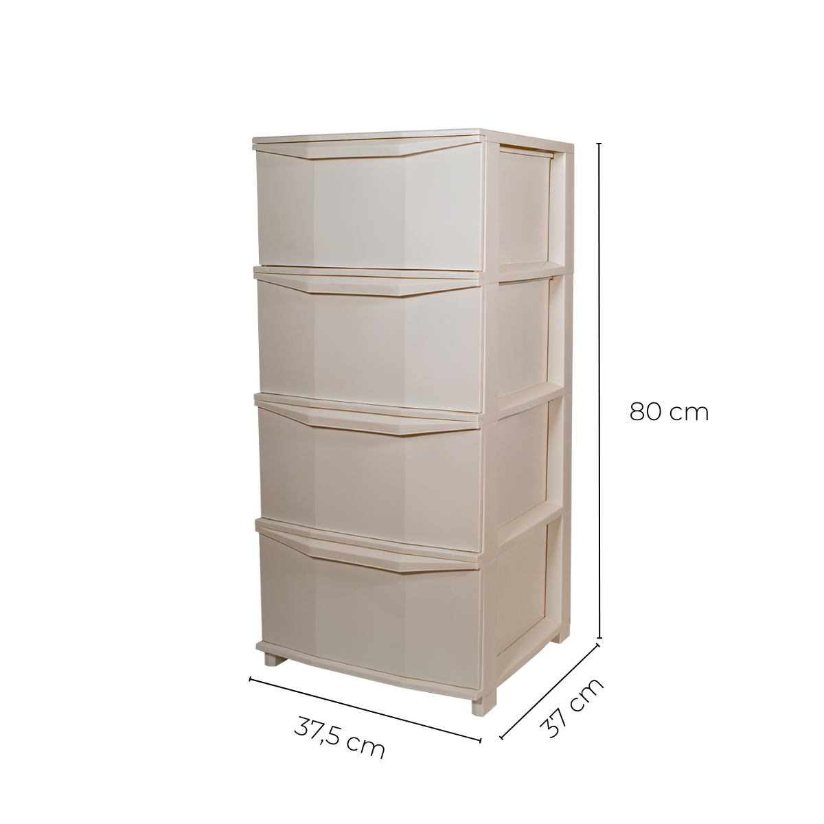 Cassettiera in polipropilene 4 cassetti 37,5x37x80 cm