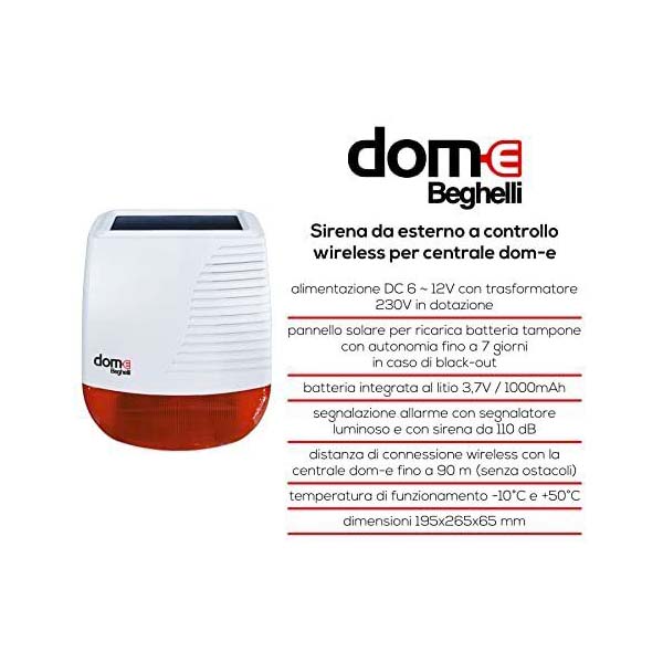 Sirena smart da esterno Dom-E Beghelli per centrale 60103