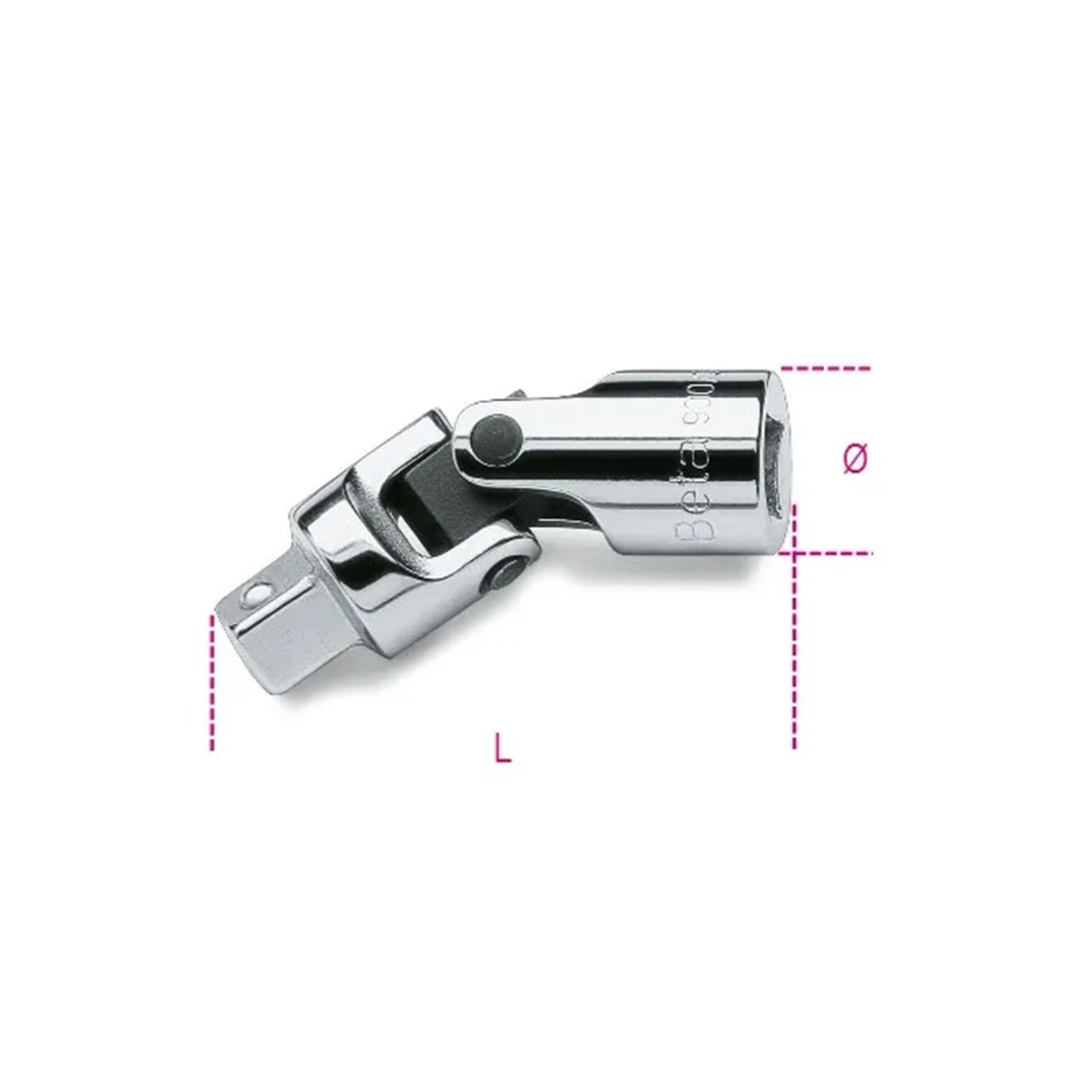 Snodo cromato Beta 900/25 con attacchi quadri maschio e femmina 1/4"