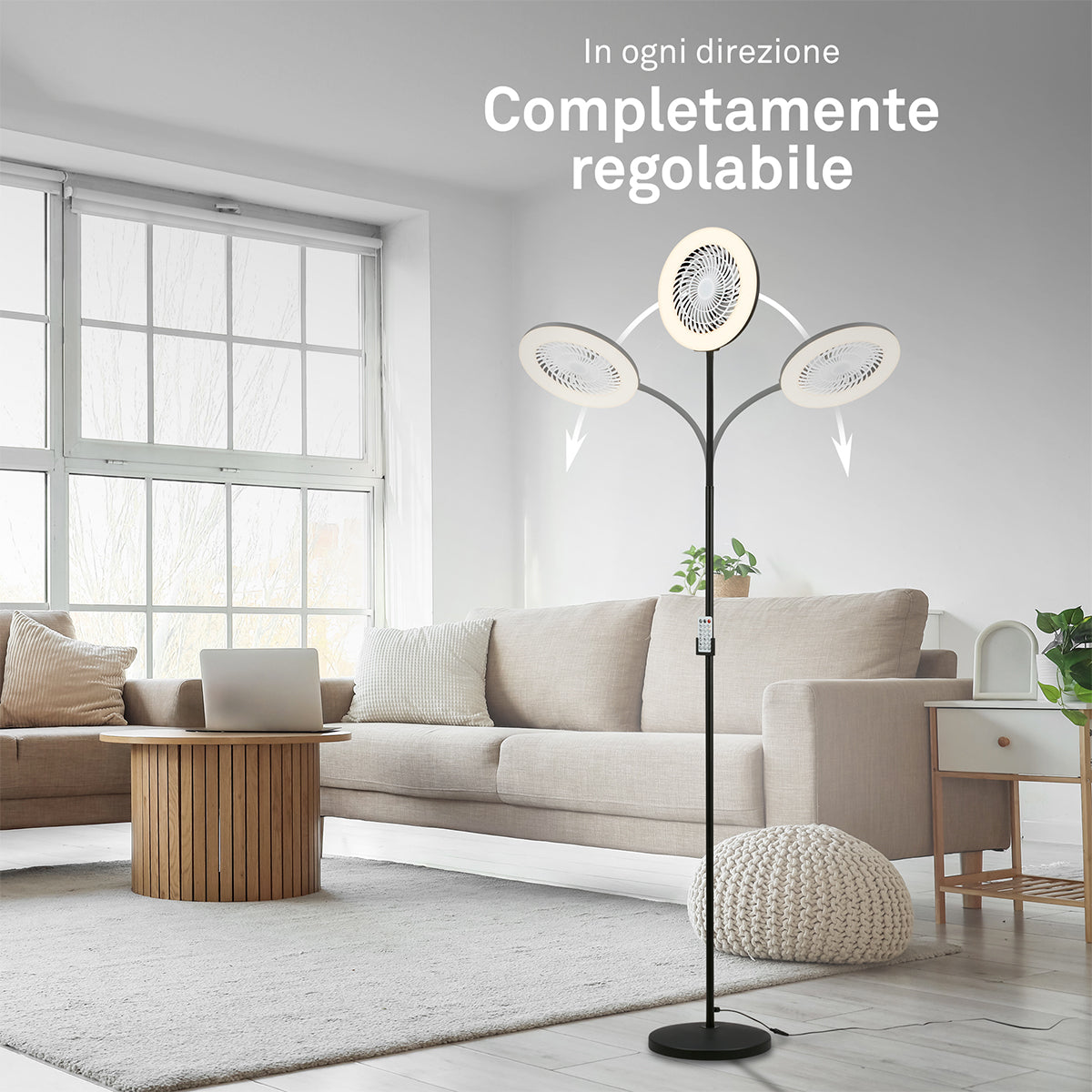 Ventilatore a piantana con luce LED Briloner Windy telecomando incluso