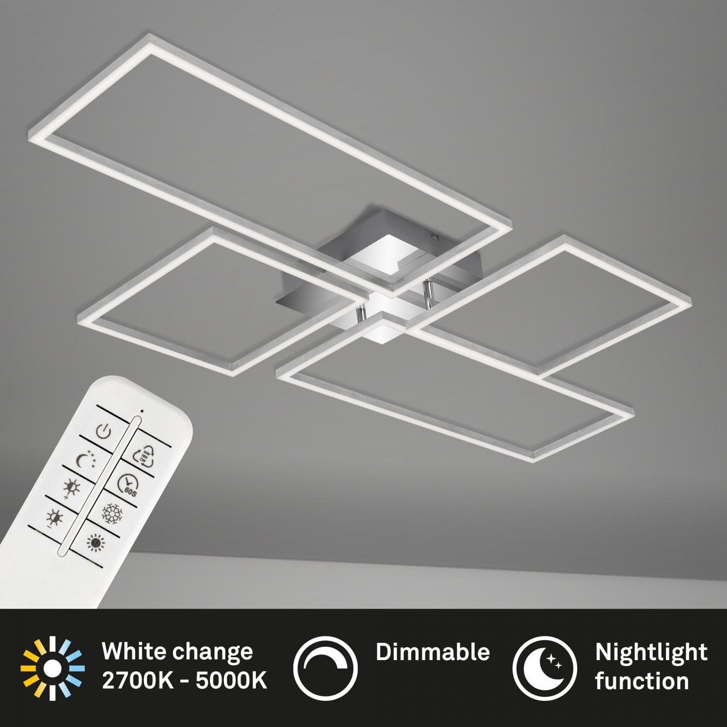 Plafoniera da soffittoo orientabile a led 55 W 110x54x9,8 cm cromo