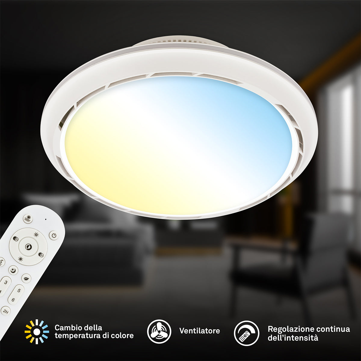 Plafoniera da soffitto LED con ventilatore Briloner Dison