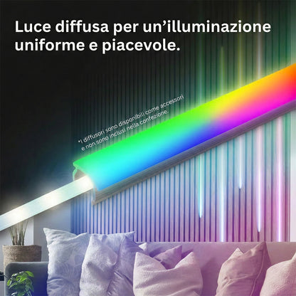 Striscia LED RGB Starter Set 2,6 mt bianco caldo per pannelli a parete Briloner con telecomando