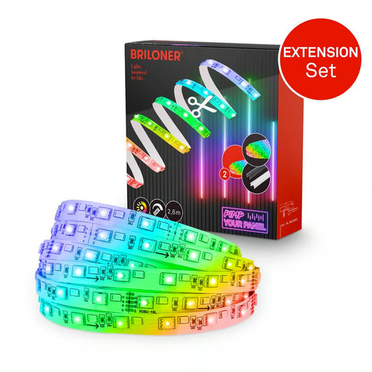 Striscia LED RGB Set Supplementare 2,6 mt bianco caldo per pannelli a parete Briloner