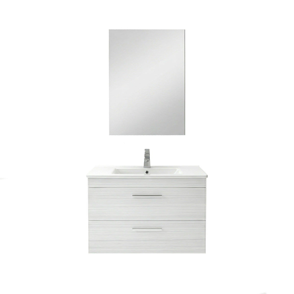 Composizione bagno sospesa 80 cm Stella rovere grigio con 2 cassetti