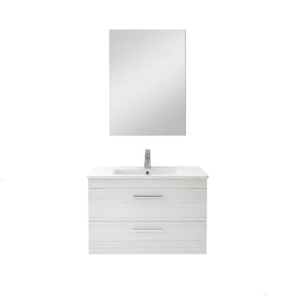 Composizione bagno sospesa 80 cm Stella rovere grigio con 2 cassetti
