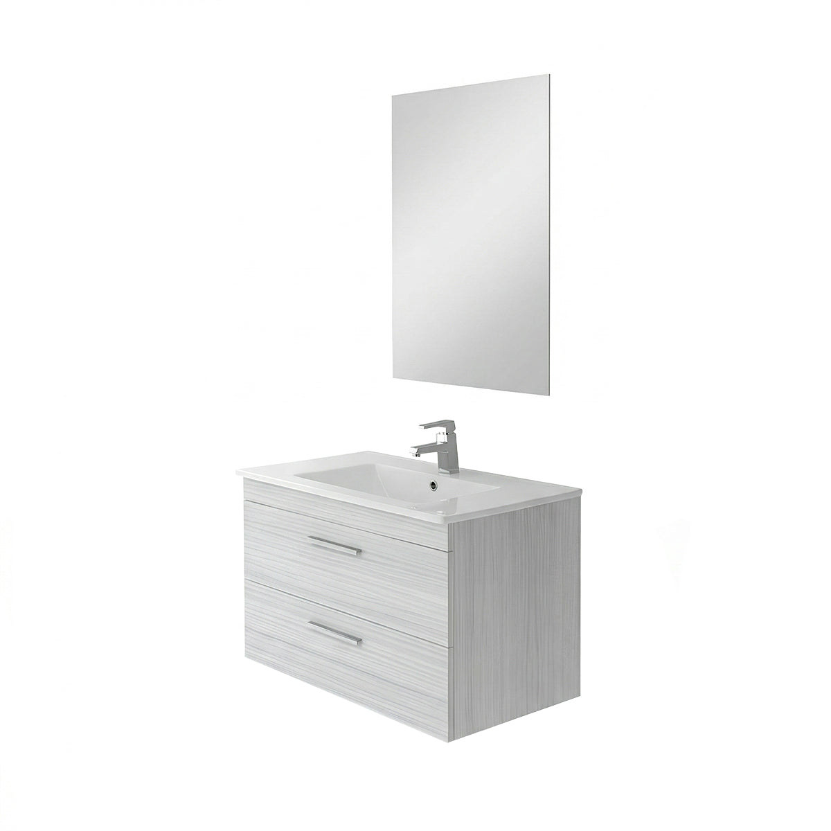 Composizione bagno sospesa 80 cm Stella rovere grigio con 2 cassetti