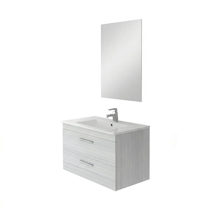 Composizione bagno sospesa 80 cm Stella rovere grigio con 2 cassetti