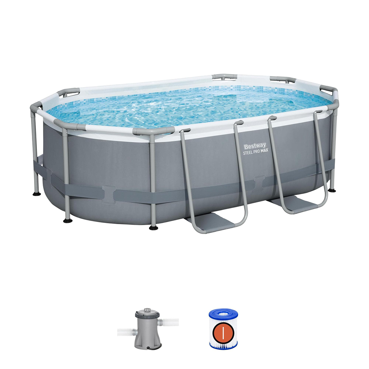 Bestway 5614A Piscina fuori terra Steel Pro Max ovale 305x200x84 cm con pompa a filtro