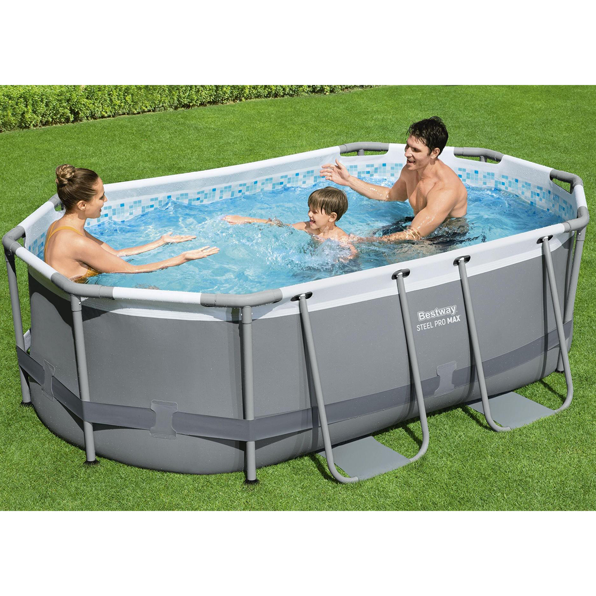 Bestway 5614A Piscina fuori terra Steel Pro Max ovale 305x200x84 cm con pompa a filtro