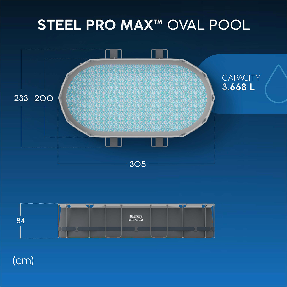 Bestway 5614A Piscina fuori terra Steel Pro Max ovale 305x200x84 cm con pompa a filtro