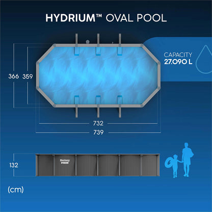 Bestway 561CW Piscina fuori terra Hydrium ovale 732x366x132 cm con accessori