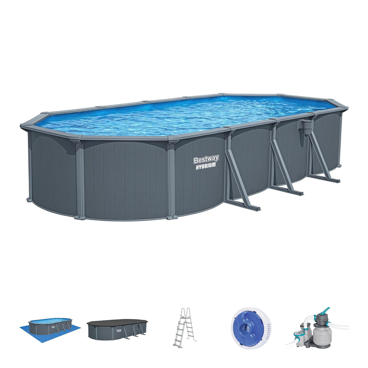 Bestway 561CW Piscina fuori terra Hydrium ovale 732x366x132 cm con accessori