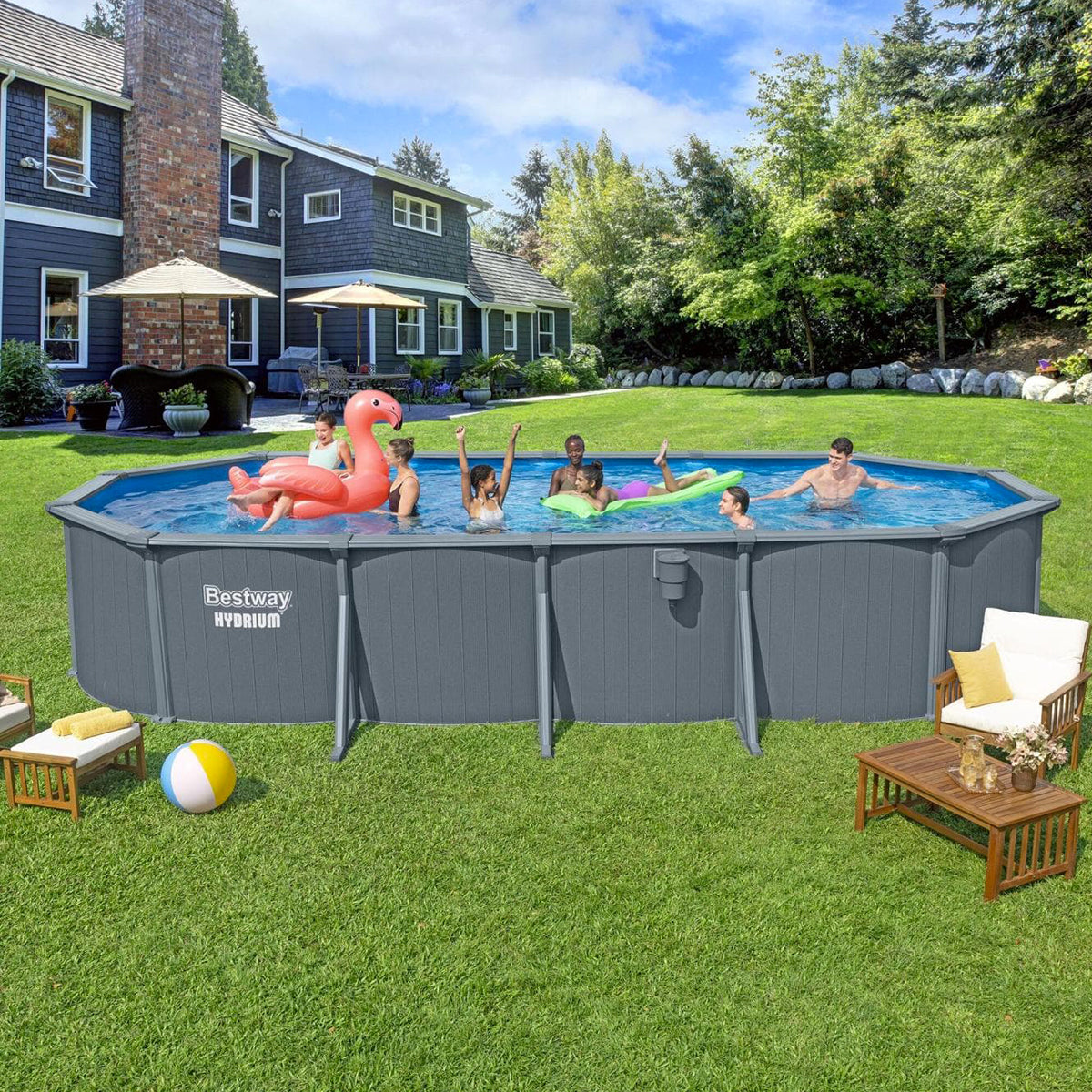 Bestway 561CW Piscina fuori terra Hydrium ovale 732x366x132 cm con accessori