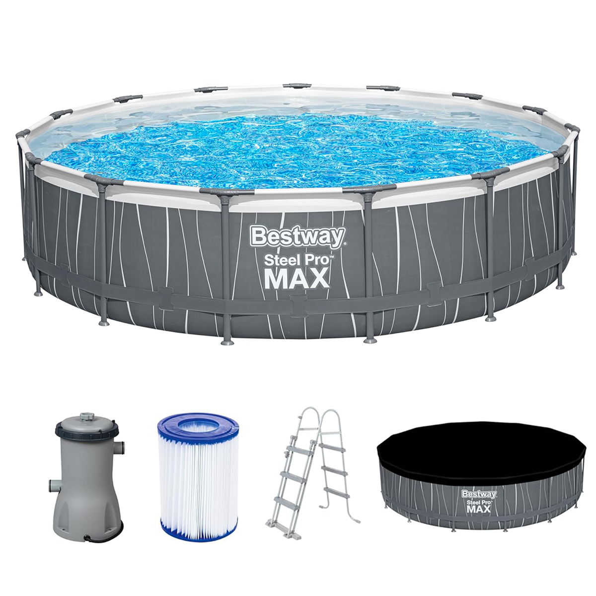 Bestway 561GD Piscina fuori terra Steel Pro Max rotonda 457x107 cm con accessori