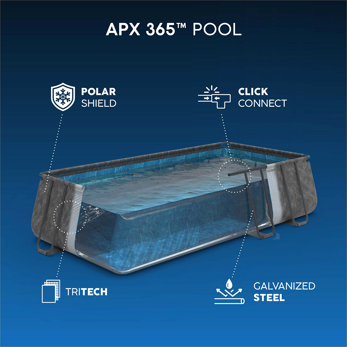 Bestway 561KA Piscina fuoriterra APX 365 rettangolare 549x274x132 cm con accessori