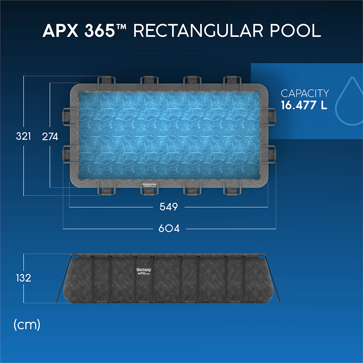 Bestway 561KA Piscina fuoriterra APX 365 rettangolare 549x274x132 cm con accessori