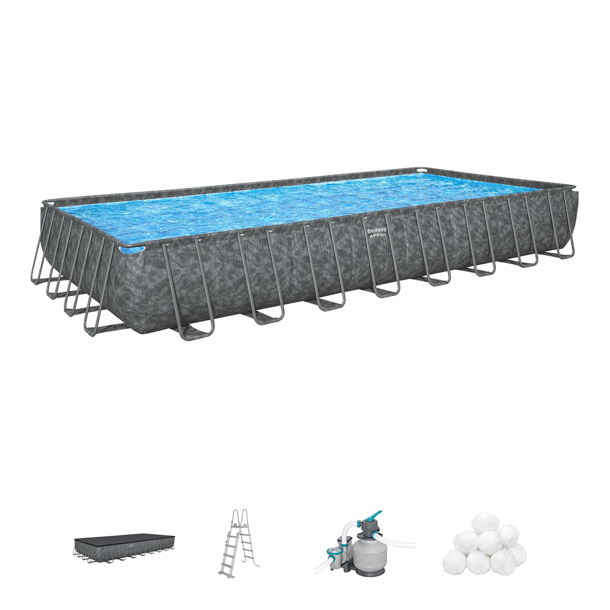 Bestway 561KJ Piscina fuori terra APX 365 rettangolare 956x488x132 cm con accessori