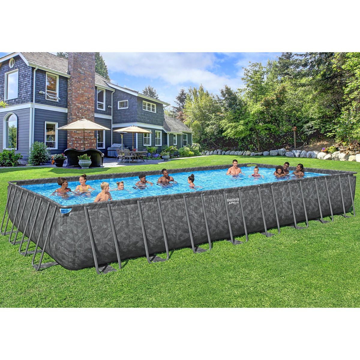 Bestway 561KJ Piscina fuori terra APX 365 rettangolare 956x488x132 cm con accessori