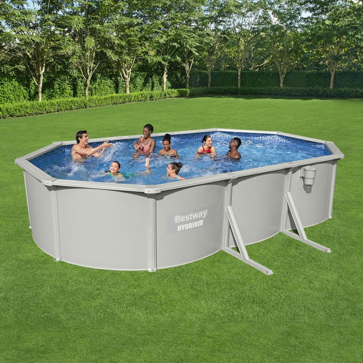 Bestway 56369 Piscina fuori terra Hydrium ovale 610x366x122 cm con accessori