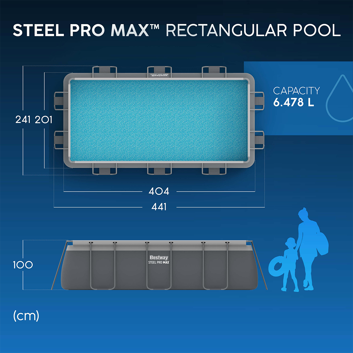 Bestway 56441 Piscina fuori terra Steel Pro Max rettangolare 404x201x100 cm