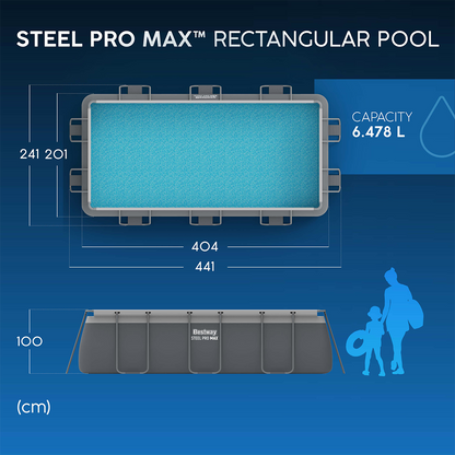 Bestway 56441 Piscina fuori terra Steel Pro Max rettangolare 404x201x100 cm