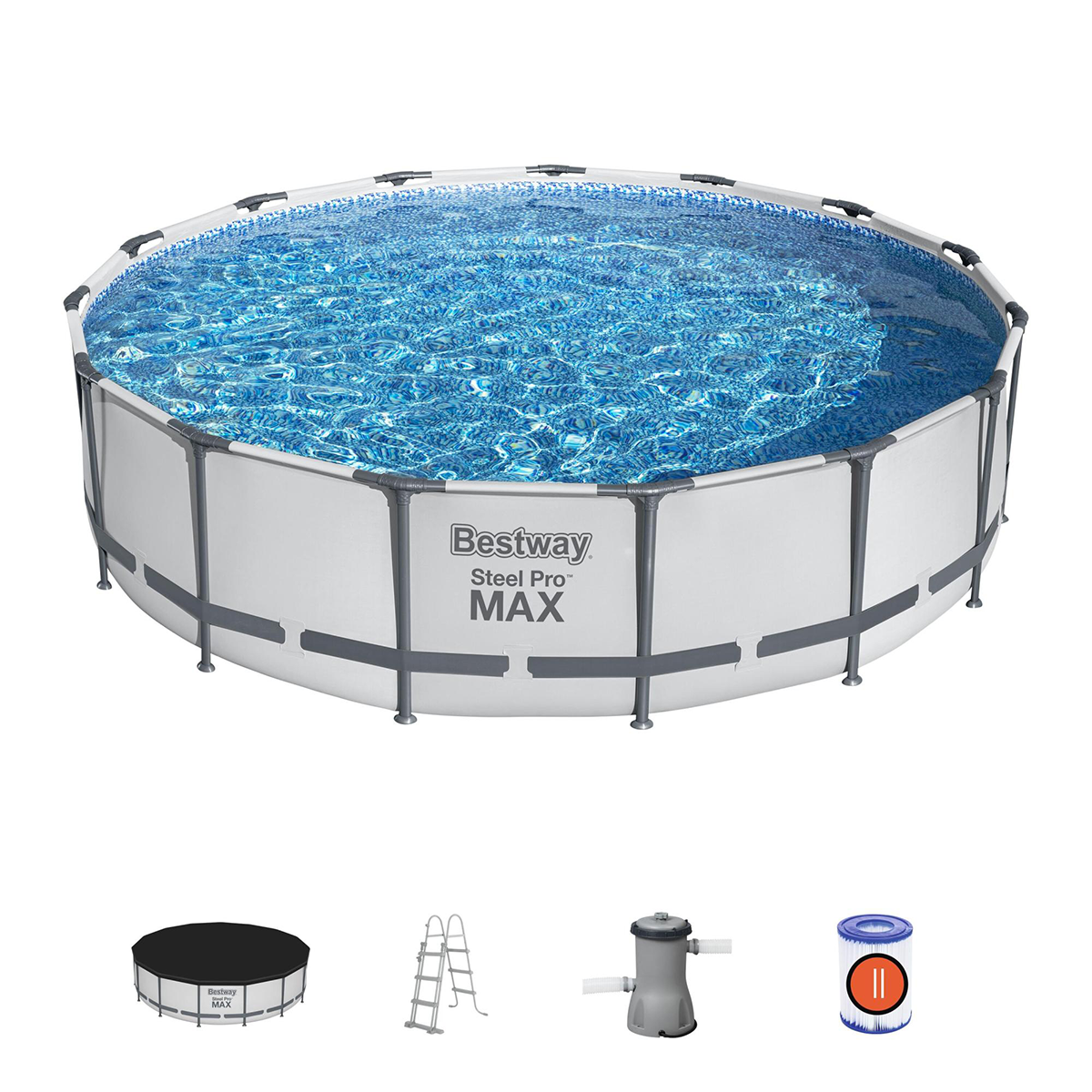 Bestway 56488 Piscina fuori terra Steel Pro Max rotonda 457x107 cm con accessori