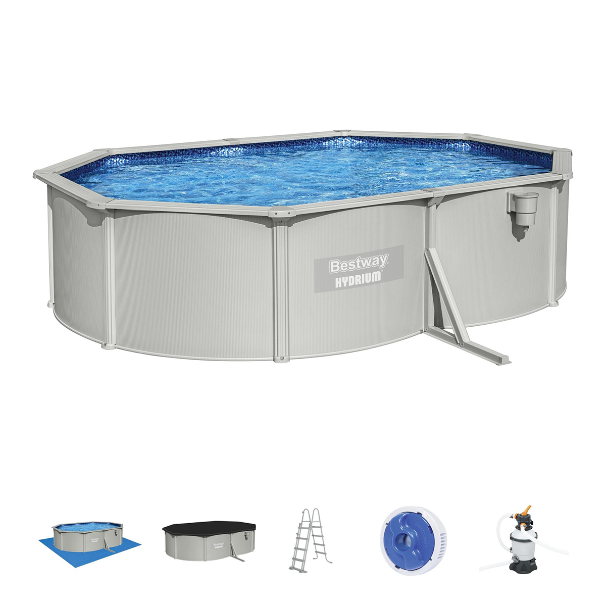 Bestway 56586 Piscina fuori terra Hydrium ovale 500x366x122 cm con accessori