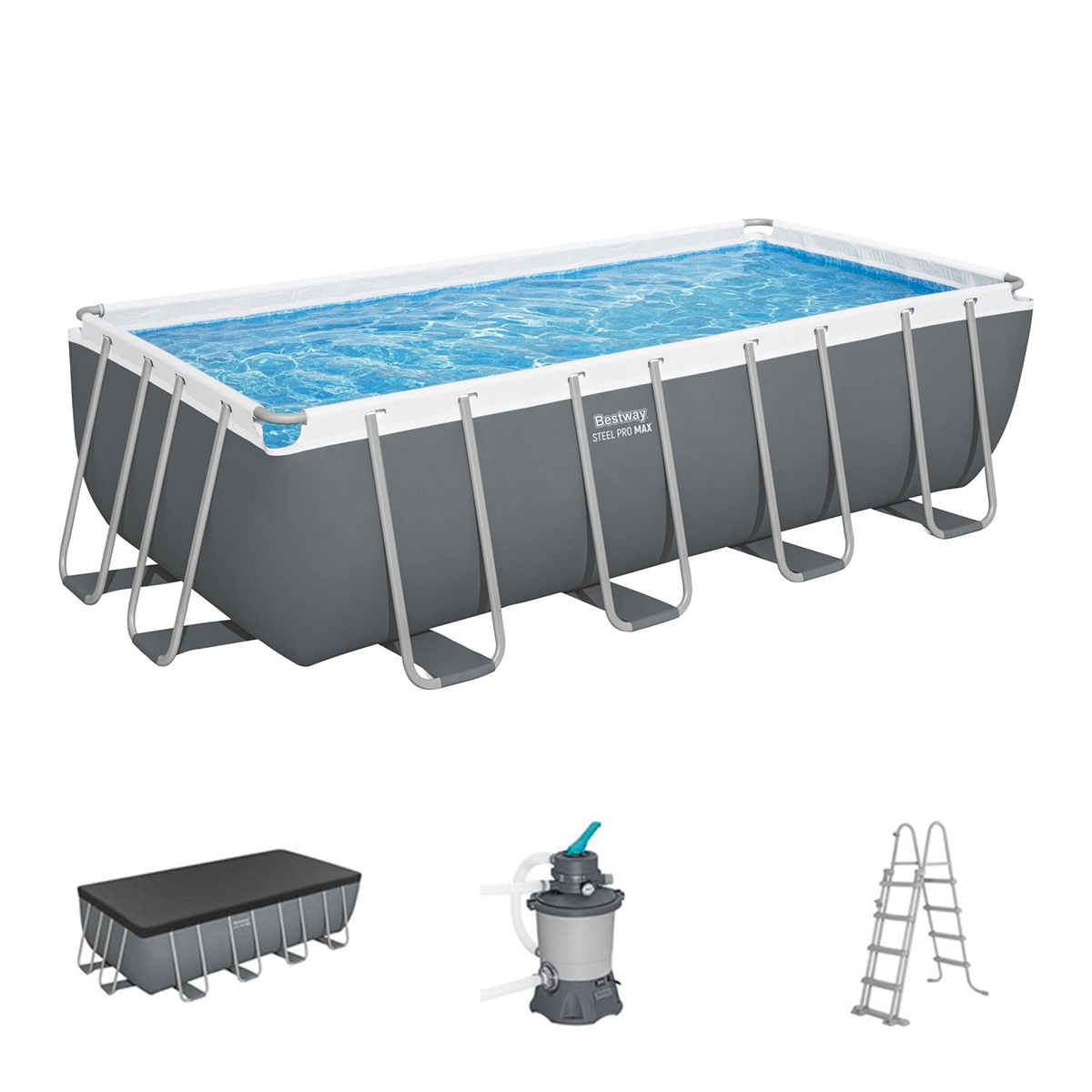 Bestway 56671 Piscina fuori terra Steel Pro Max rettangolare 488x244x122 cm con accessori