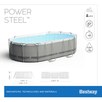 Bestway 56710 Piscina fuori terra Power Steel ovale 549x274x122 cm con accessori