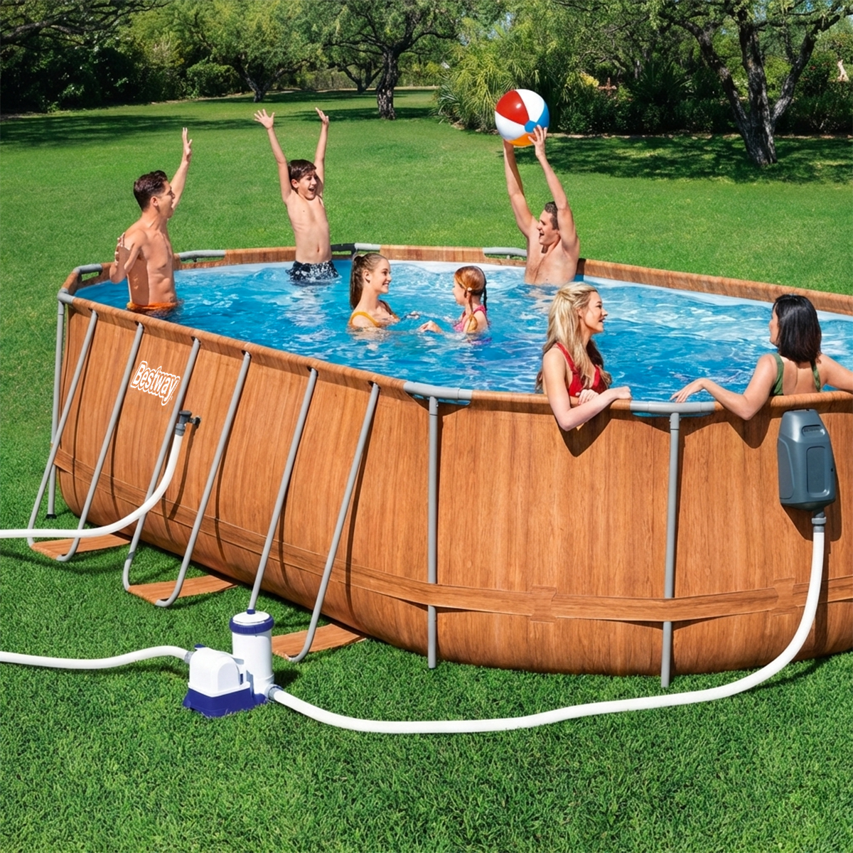 Bestway 56719 Piscina fuori terra Steel Pro Max ovale 610x366x122 cm con accessori