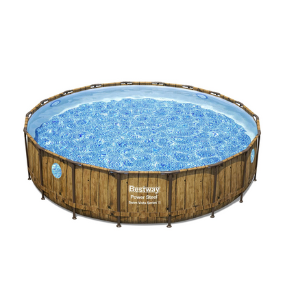Bestway 56977 Piscina fuori terra Power Steel Swim Vista rotonda con oblò 549x122 cm