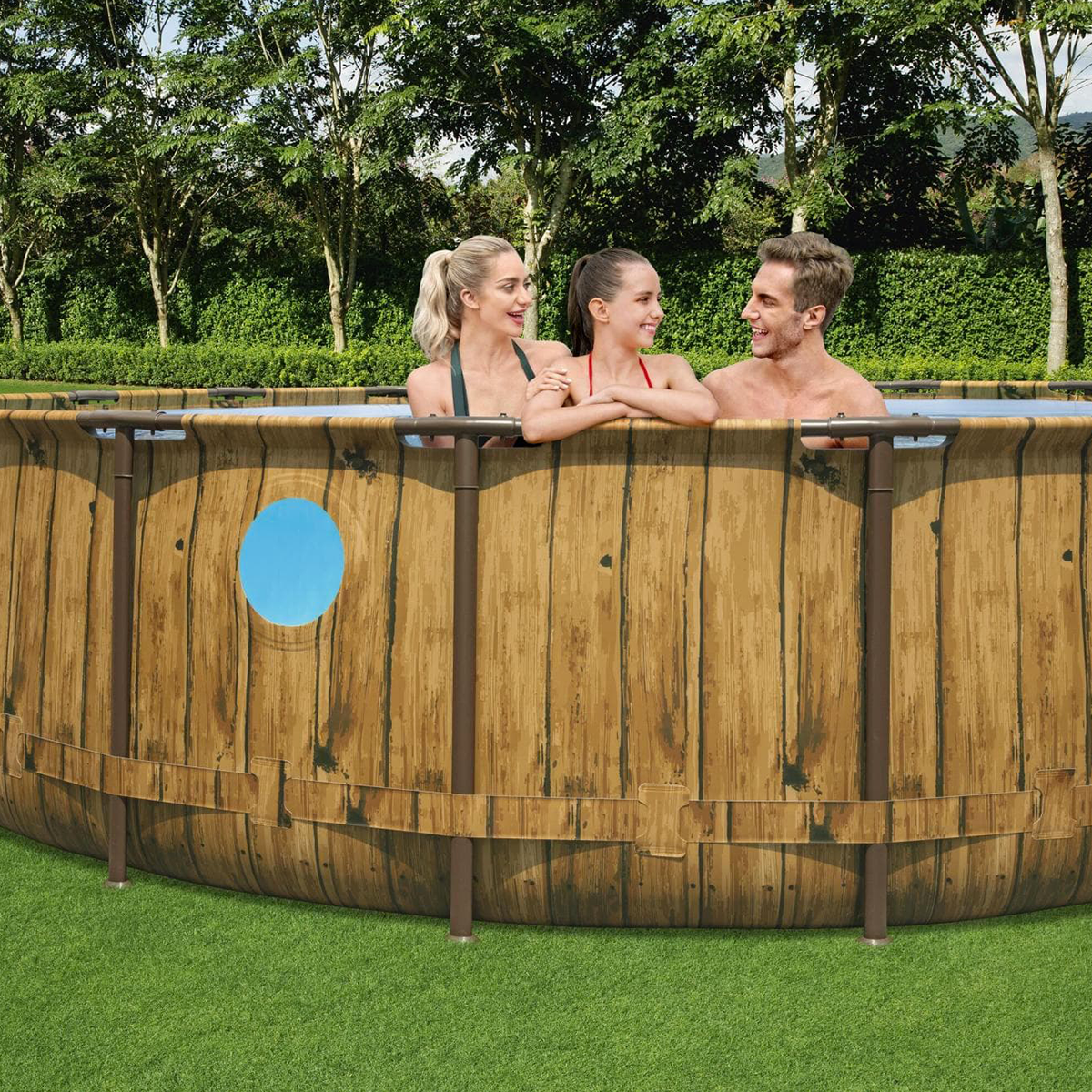 Bestway 56977 Piscina fuori terra Power Steel Swim Vista rotonda con oblò 549x122 cm
