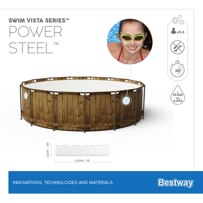 Bestway 56977 Piscina fuori terra Power Steel Swim Vista rotonda con oblò 549x122 cm