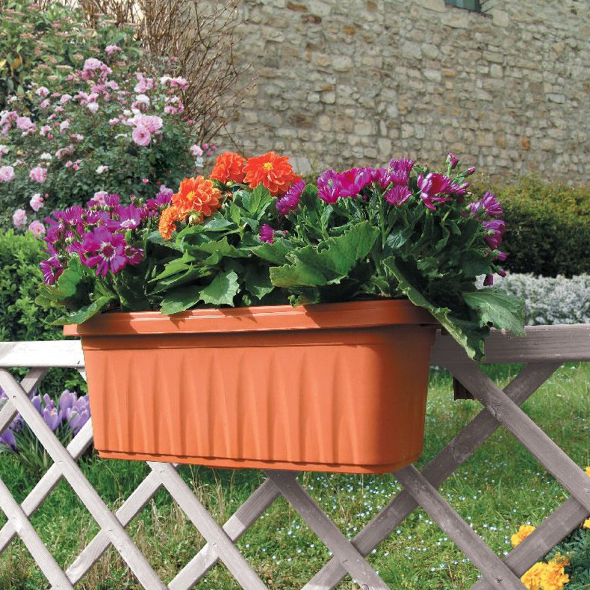 Bama fioriera da balcone colore terracotta set di 2 pezzi Rondine esterno