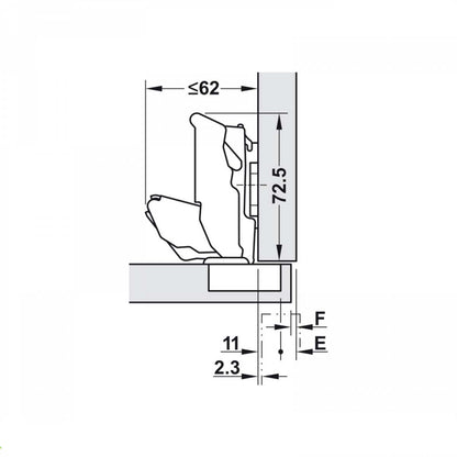 Blum cerniera clip top Blumotion 71B755ONI 155 ° con molla nichelato