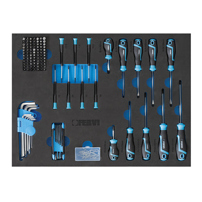 Carrello portautensili completo Fervi 7 cassetti 298 pezzi